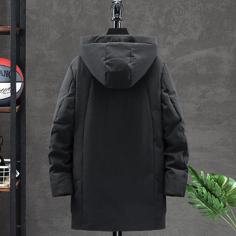 Мужская куртка-пуховик средней длины, модная свободная куртка с капюшоном, зимняя новая универсальная повседневная мужская верхняя одежда в корейском стиле