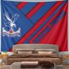 Diagonal blue and red stripes with a Crystal Palace F.C. logo overlay. Patterned tapestry for bedroom and living room home decor