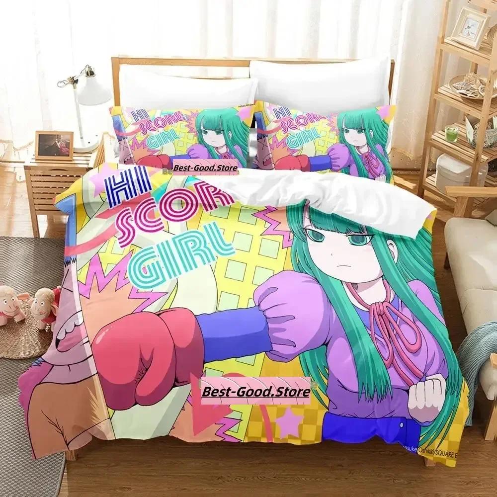 Новый Набор Постельного Белья Hi Score Girl Односпальный Двуспальный Full Quen King-Size Размеры Размеры Набор Постельного Белья Взрослые Дети Спальня Комплекты Пододеяльников Аниме комплект