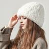 Women Winter Hat Fuzzy Faux Fur Brimless Solid Color Dome Windproof Warmth Sun Protection