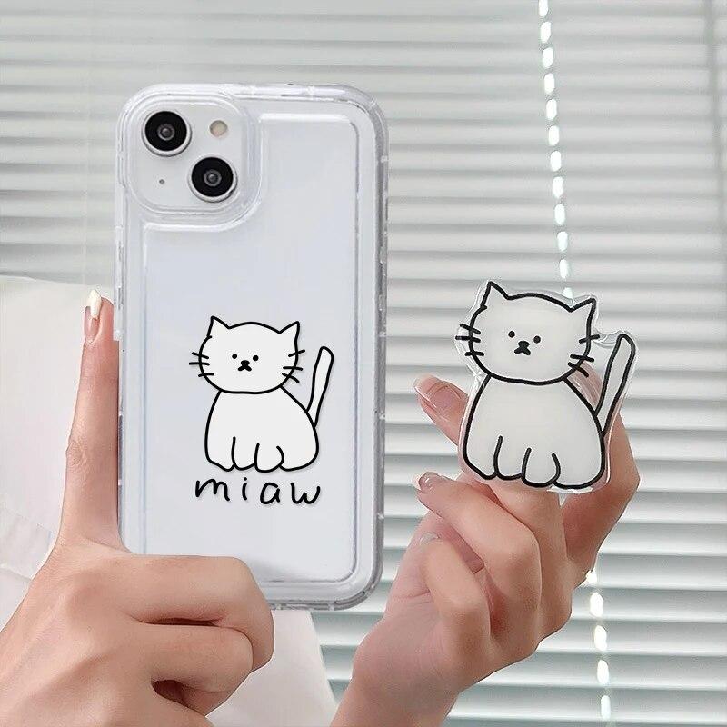 Мягкий чехол для телефона с милым 3D котом в Корейском стиле для iPhone 13 11 12 14 15 Pro Max 7 8 14 15 Plus XR XS X SE, силиконовая прозрачная задняя крышка