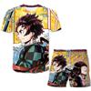 Demon Slayer Suits Clothes Kids Set T-shirts Cartoon Short Sleeves Tops Tees Short Pants Outfits 3D Printing 2 Piece Sets Children's Suit T-shirt