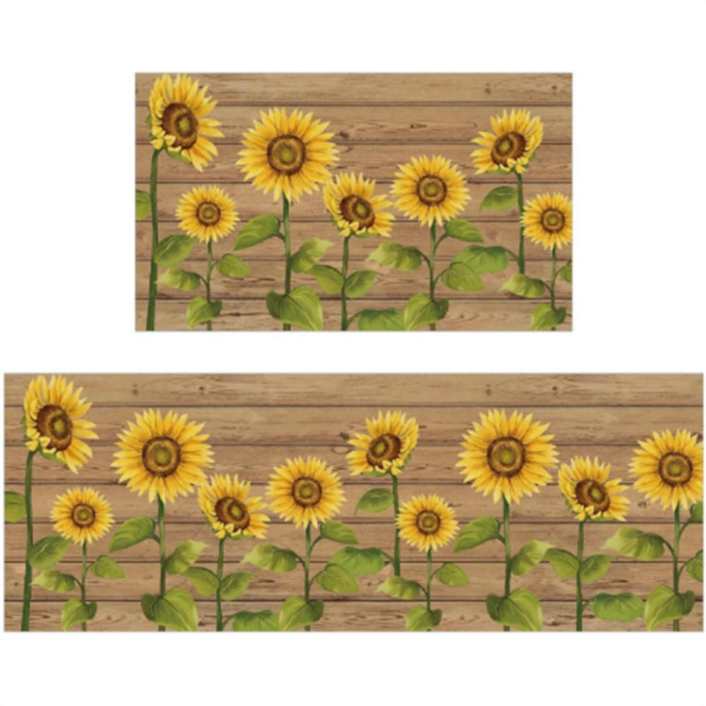 Kitchen Floor Mat Sunflower Honey Wood Grain Laundry Room Washable Mat HOME Decor Hallway Nonslip Rug Bedside Rug Doormat Gift