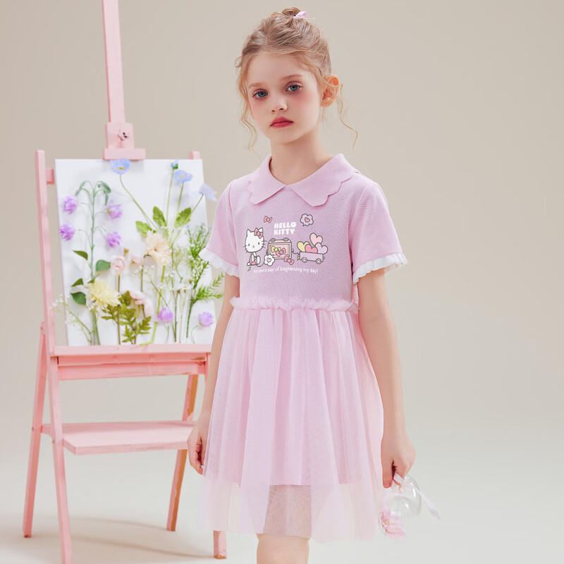 Hello Kitty Летнее сетчатое платье для девочек с мультяшным принтом