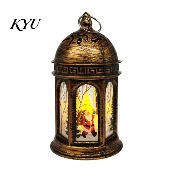 Hanging Lantern Decor Retro Christmas Night Light, Battery Operated LED Lamp, Decorative Flickering Portable Flame Flameless for Home Holiday