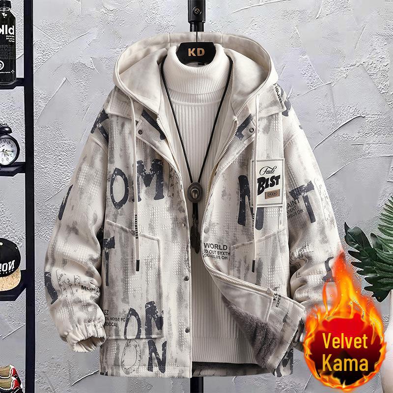 Модный двубортный мужской пальто из искусственной шерсти с бархатной подкладкой