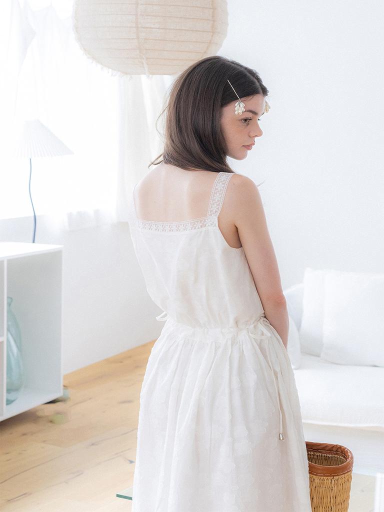 Sordi Flower Jacquard Dress_White