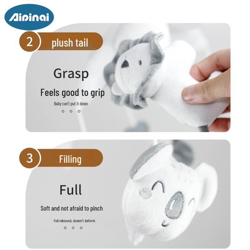 Мобиль для детской кроватки для новорожденного: Вращающаяся погремушка и успокаивающие подвесные куклы