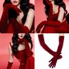 Red Velvet Gloves For Women Elbow Length Stretchy Fabric 1920s Themed Events Evening Occasions