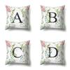 Polyester Pillowcase Green Leaf Decorative Print Pillowcase 26 English Letter Cushion Cover
