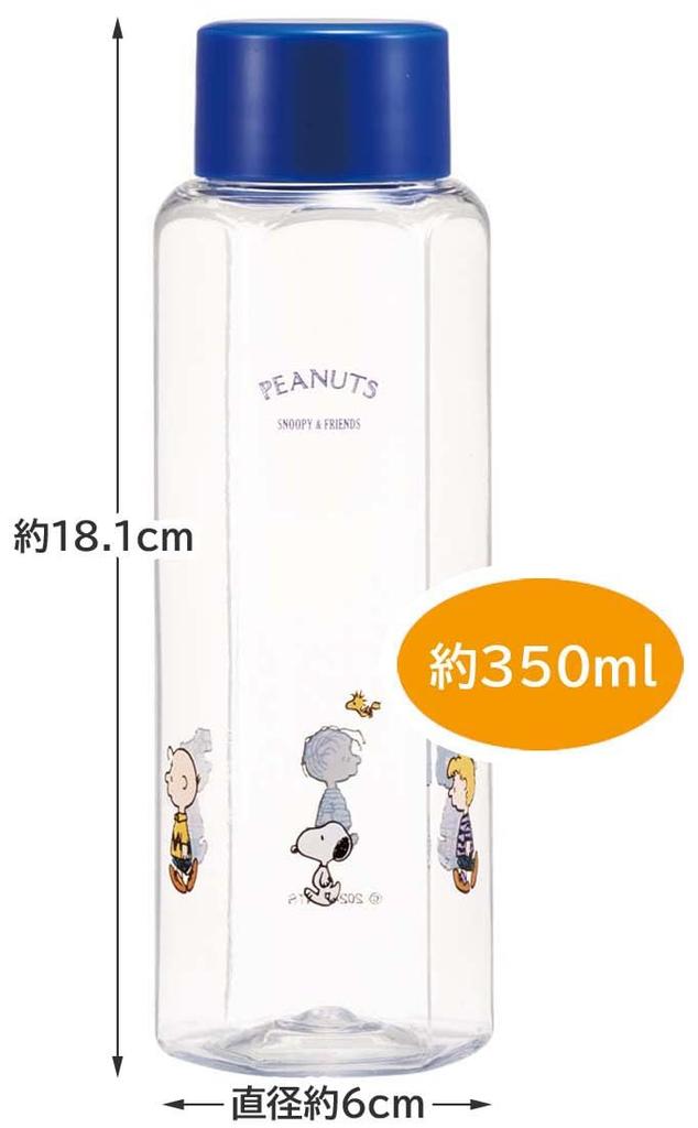 Пластиковая бутылка для воды Skater с удобным шестигранным захватом, 350 мл, дизайн Blow-Drop, для взрослых и детей, для питья непосредственно из горлышка, прозрачная, с дизайном Snoopy,