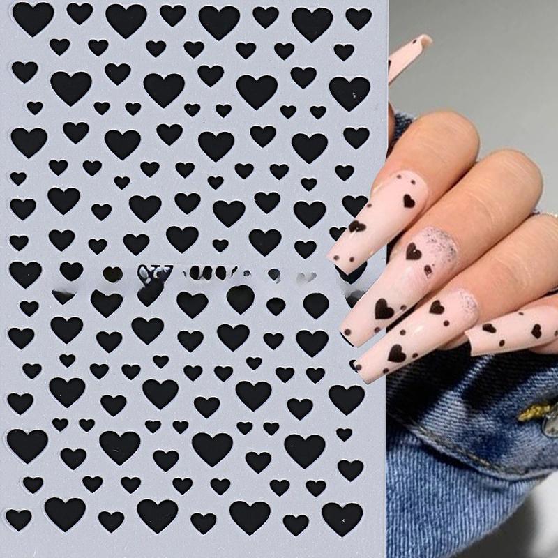 3D Black White Red Heart Villain Valentine'S Day Nail Art Stickers Nail Diy Colorful Nail Decals Nail Art Accessories