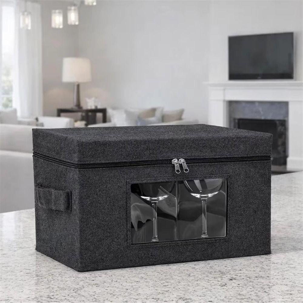 Dust-proof Wine Glass Storage Box Hard Shell Stemware Storage Container Moving
