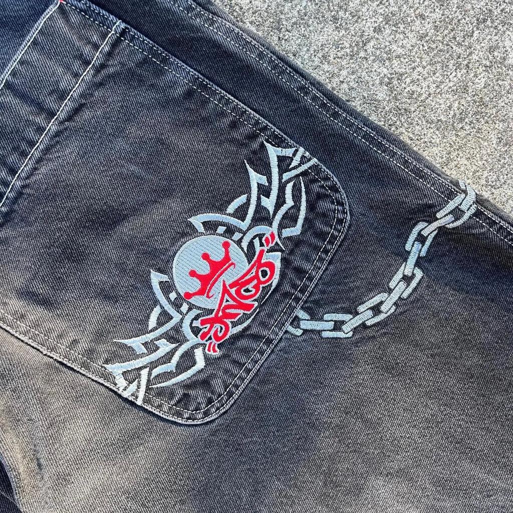 Джинсы JNCO Винтажные Хип-хоп Свободные Джинсы Мужские Готические С Высокой Талией Широкие Штаны Уличная Одежда