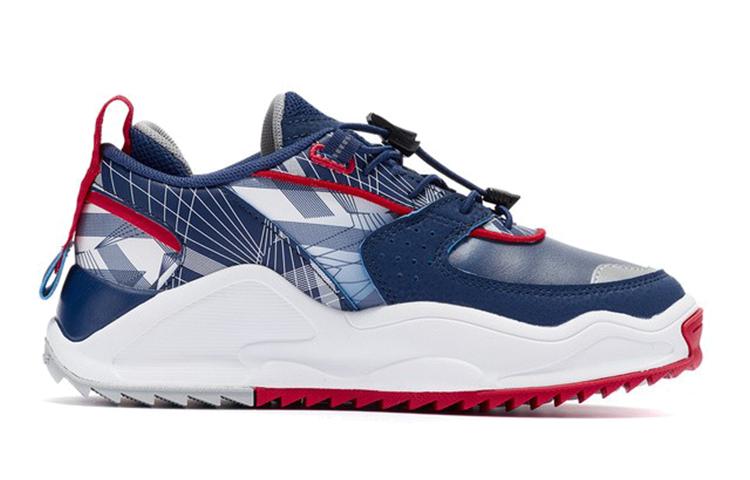 Li Ning Амортизирующие Скользкие Устойчивые к истиранию Низкие Детские Беговые Кроссовки Сине-Белые Подростковые YKCR124-11