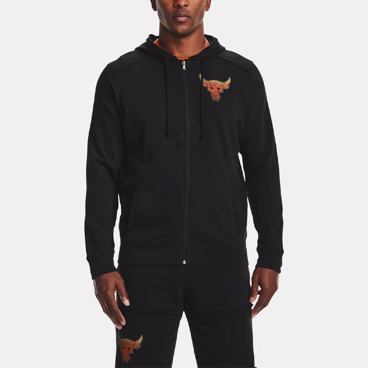 Under Armour Project Rock Graphic Print Zip Hoodie Jacket Мужская Верхняя одежда Черный 1361749-001