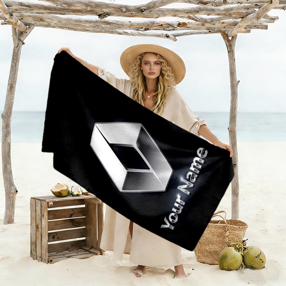Renault Customizable Name Beach Towel High Absorbency & Quick-Dry Perfect for Traveling Yoga Camping and Swimming