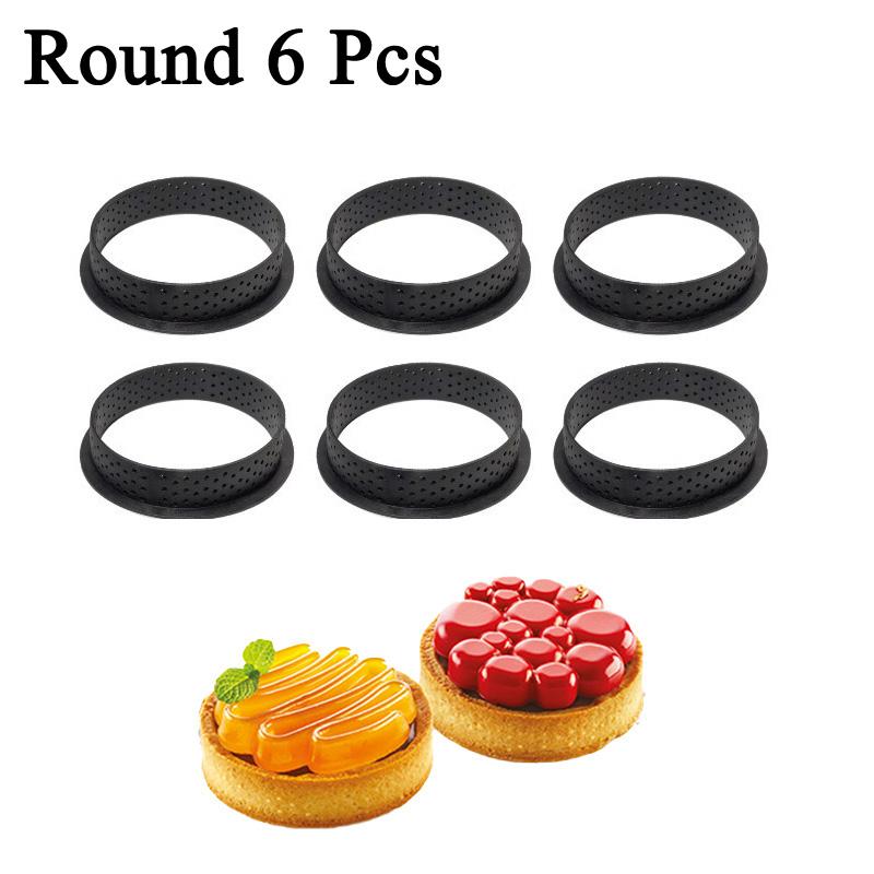 4/6/8 шт. круговое кольцо для пирога, французская форма для десерта, кухонная черная пластиковая перфорированная форма для яиц, резак для торта, инструменты для украшения кондитерских изделий