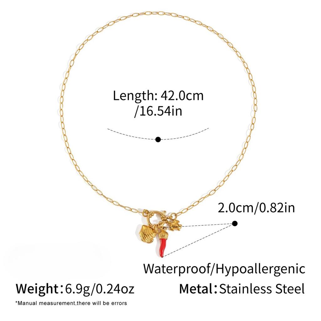 Yori European and American Fashion Stainless Steel Turtle Starfish Removable DIY Pendant Necklace for Women 18k PVD Plated