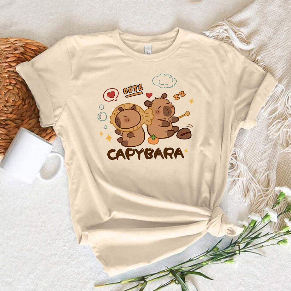 Capibara Capybara women 80s korean clothes Pop Culture Psychedelic Breathable t shirt Comfortable Classic women aesthetic