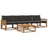 Outdoor Sofa Set with Cushions 5 Pcs Natural and Black