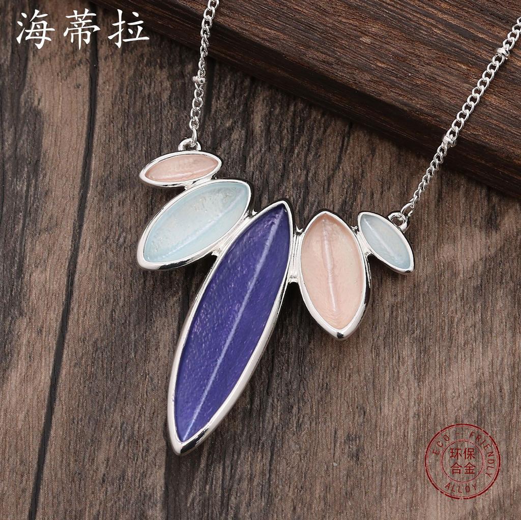 Новый цвет, расписанный маслом, геометрический кулон в виде лошадиного глаза, модное и персонализированное мужское и женское универсальное ожерелье из бусин в форме меча