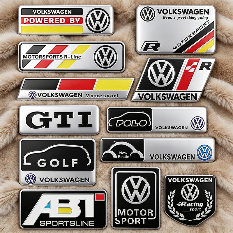 Valve Stems Caps Volkswagen Series Aluminum Badge Car Body Stickers Decals Accessories For VW GTI Polo Golf Passat Tiguan T-ROC I444