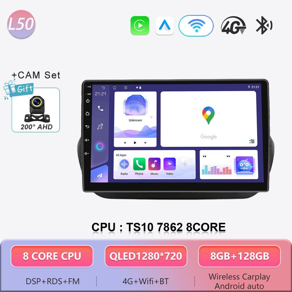 Autoradio Android 16 pour Fiat Fiorino Qubo Citroën Nemo Peugeot Bipper 2008 à 2017 Lecteur Multimédia Carplay GPS Écran QLED 4G