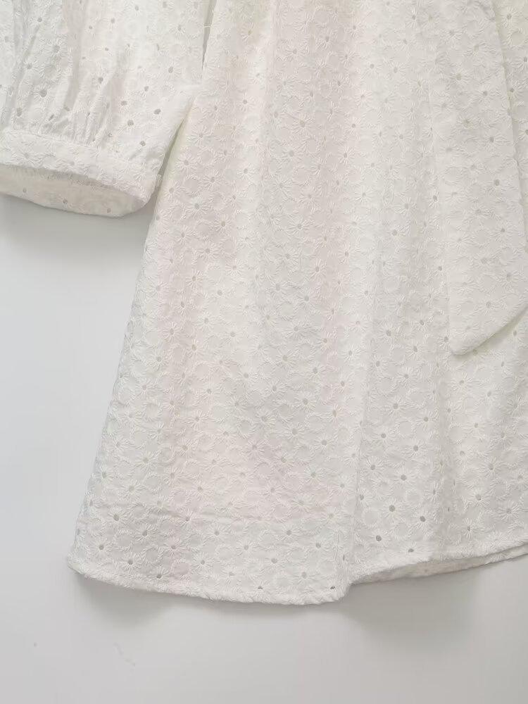 Summer Holiday Hollow Embroidery Dress - European & American Style Women's Street Fashion