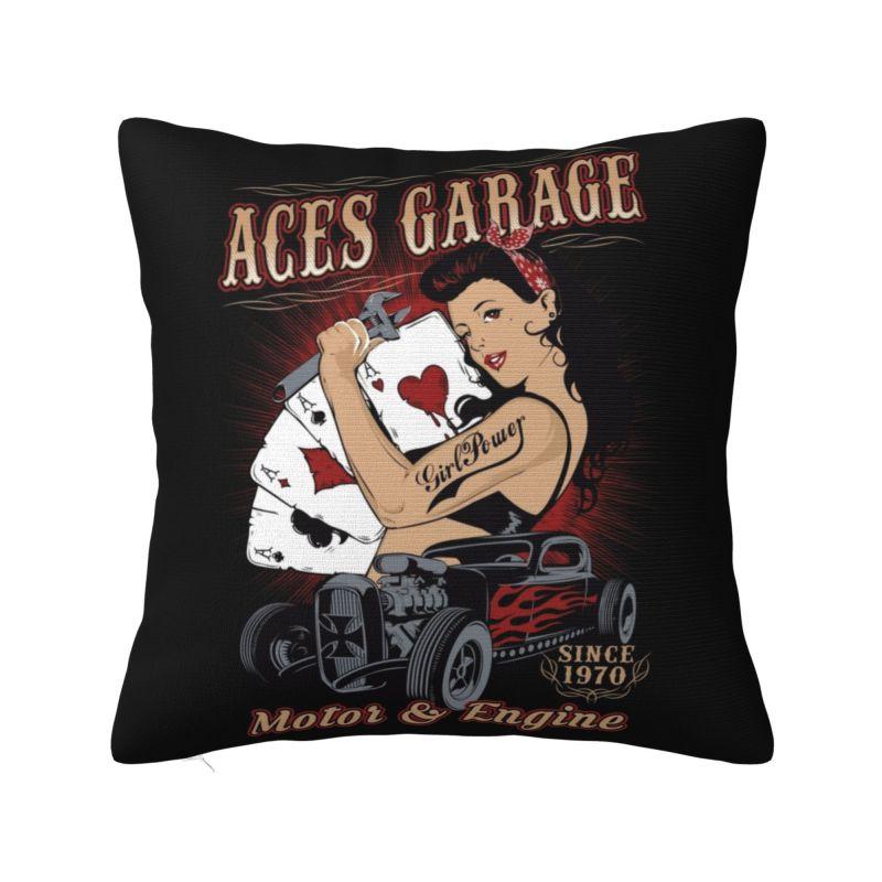Rockabilly Pinup Sock Hop Clothes Vintage Hot Rod 1970s Throw Pillow Decor Home Heavy Metal Music Cushion Cover Soft Pillowcase