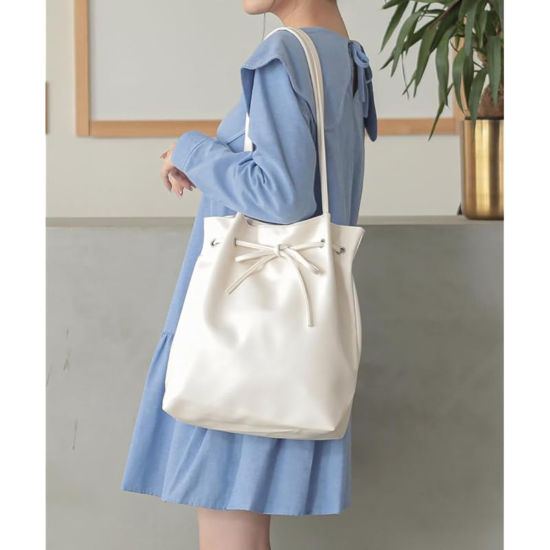 [Alto Rose] Ivory Tote Bag Ladies Tote Large Capacity Larger 2way Handbag Shoulder Bag With Zipper Lightweight Handbag Shoulder Bag Independence Cute