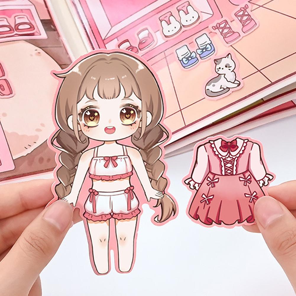 Детская книга-раскладушка для переодевания с куклой и интерактивными обучающими занятиями