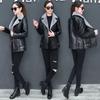 Plush Lapels Faux Faux Leather Jacket for Women Leater Jacket Autumn Winter Slim Fit Cardigan Coat Outerwear Lady Short Jacket
