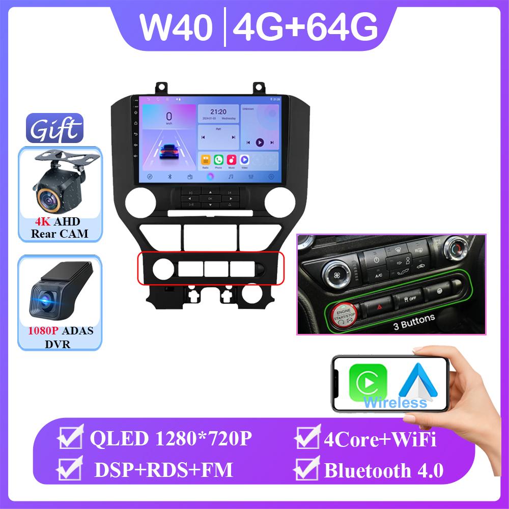 Android 14 Carplay Car Radio для Ford Mustang S550 2014 2015 – 2021 Навигация GPS Мультимедийный проигрыватель стерео WiF+4G 360 Камера BT