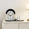 Entryway Tabletop Decorative Desk Clock,Living Room TV Cabinet Storage Clock Bar Home Decor, Unique Arch Design In Black and White Minimalist Style