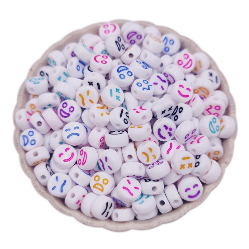 50 шт., эмодзи, смайлик, улыбающееся и плачущее лицо, свободные акриловые бусины овальной формы, разноцветные подвески, аксессуары для изготовления ювелирных изделий своими руками