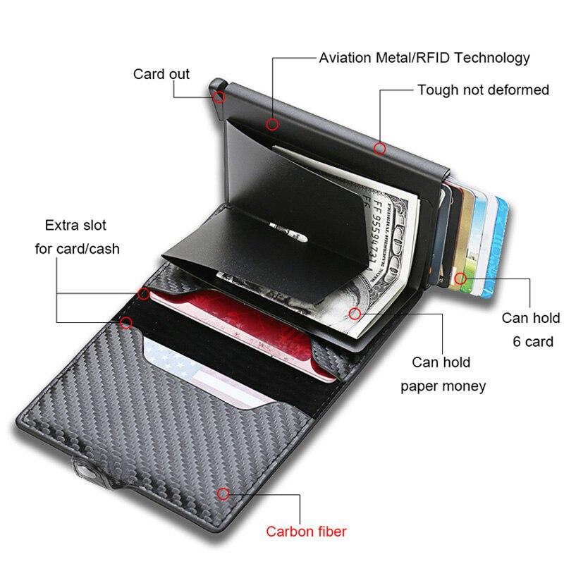 Slim Thin RFID Business Card Holder Name Card Case Carbon Fiber Wallet Men Bank Cradholder Minimalist Walets Money Bag with Hasp