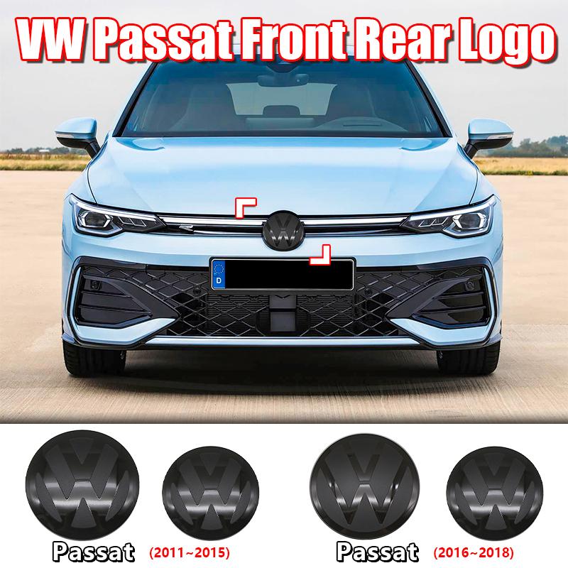 2pcs Front Rear Emblem For VW Passat 2011-2018 Modified Black Flat Mirror Logo Cover Stickers Accessories Extra Pro Plus Value QS0