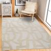 Graphic Living Room Rug with Ecru Embossed Patterns 160x230