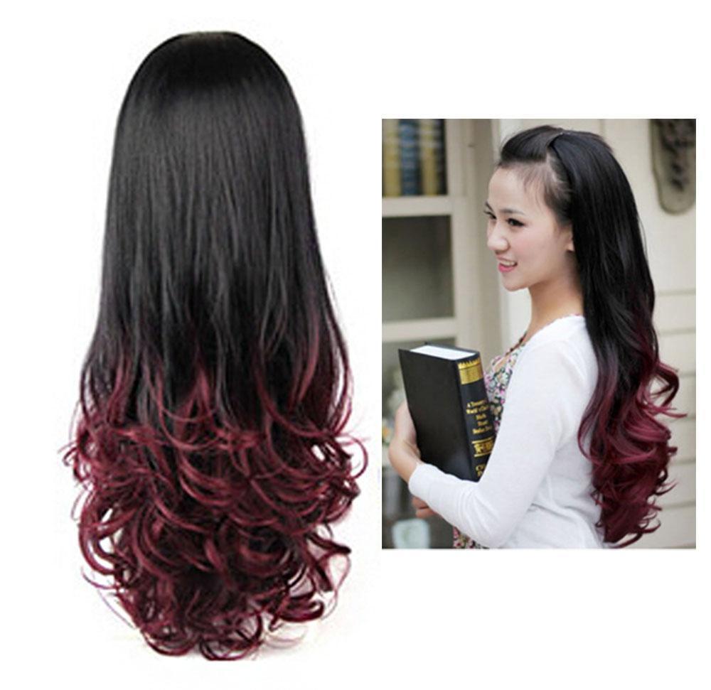 Женские длинные кудрявые волнистые полупарики термостойкие градиентного цвета премиального салонного стиля