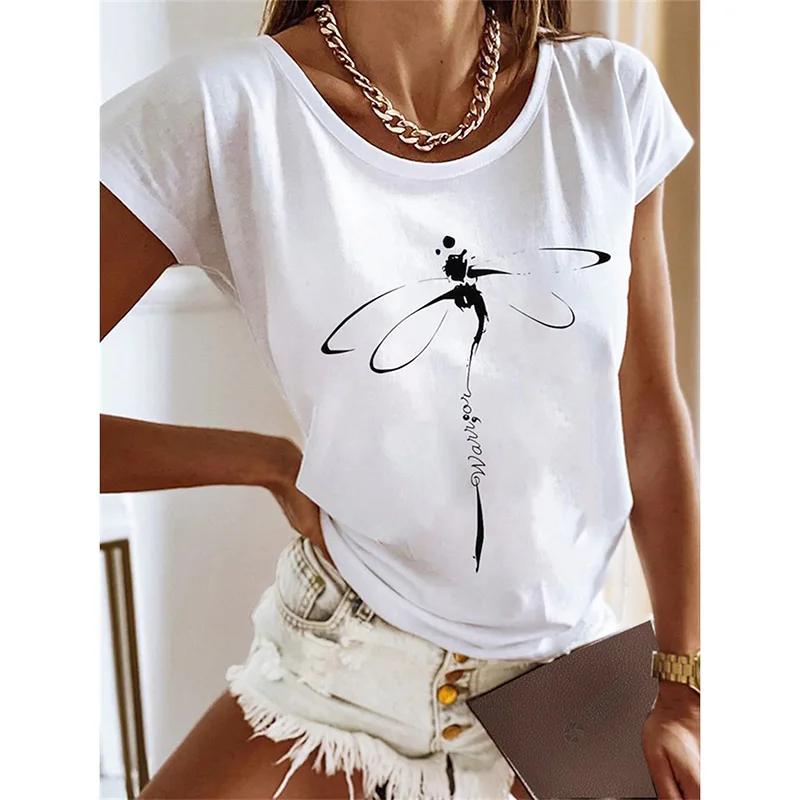 2024 Лето Новая Ретро Женская Футболка Красного Сердца Модная 3D Печать Короткие Рукава Повседневная Уличная Спортивная Женская Рубашка С О-Образным Вырезом