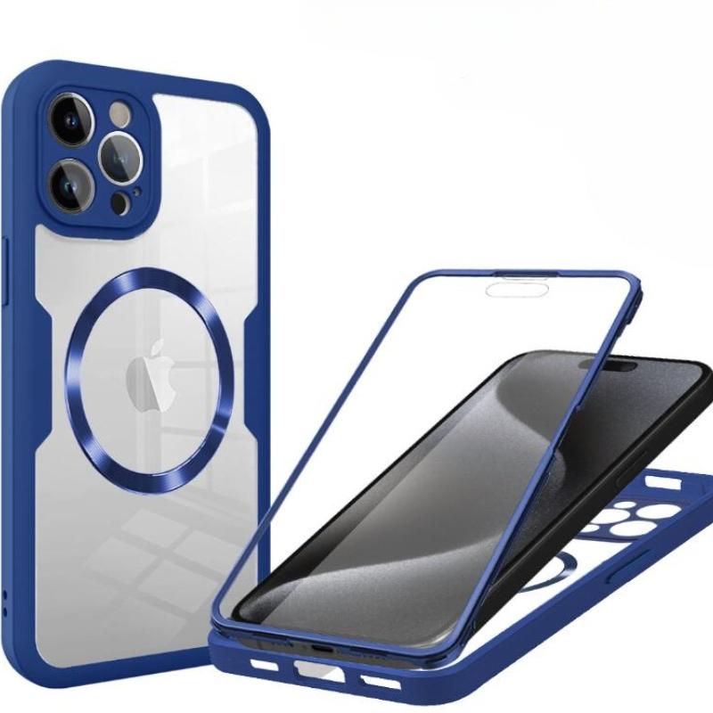 Чехол для Magsafe 360 ​​с полной защитой экрана для iPhone 15 14 13 12 11 Pro Max, магнитная прозрачная задняя крышка с беспроводной зарядкой