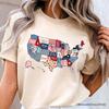 Patriotic Patchwork USA T-and Kids Tshirt, Quilted Map Tee for Americana Fans