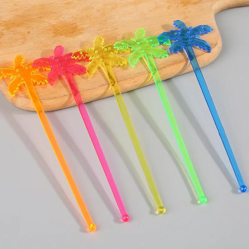 25Pc Coconut Tree Flamingo Cocktail Swizzle Sticks Bar Juice Drink Stirrers Picks for Wedding Birthday Summer Hawaii Party Decor