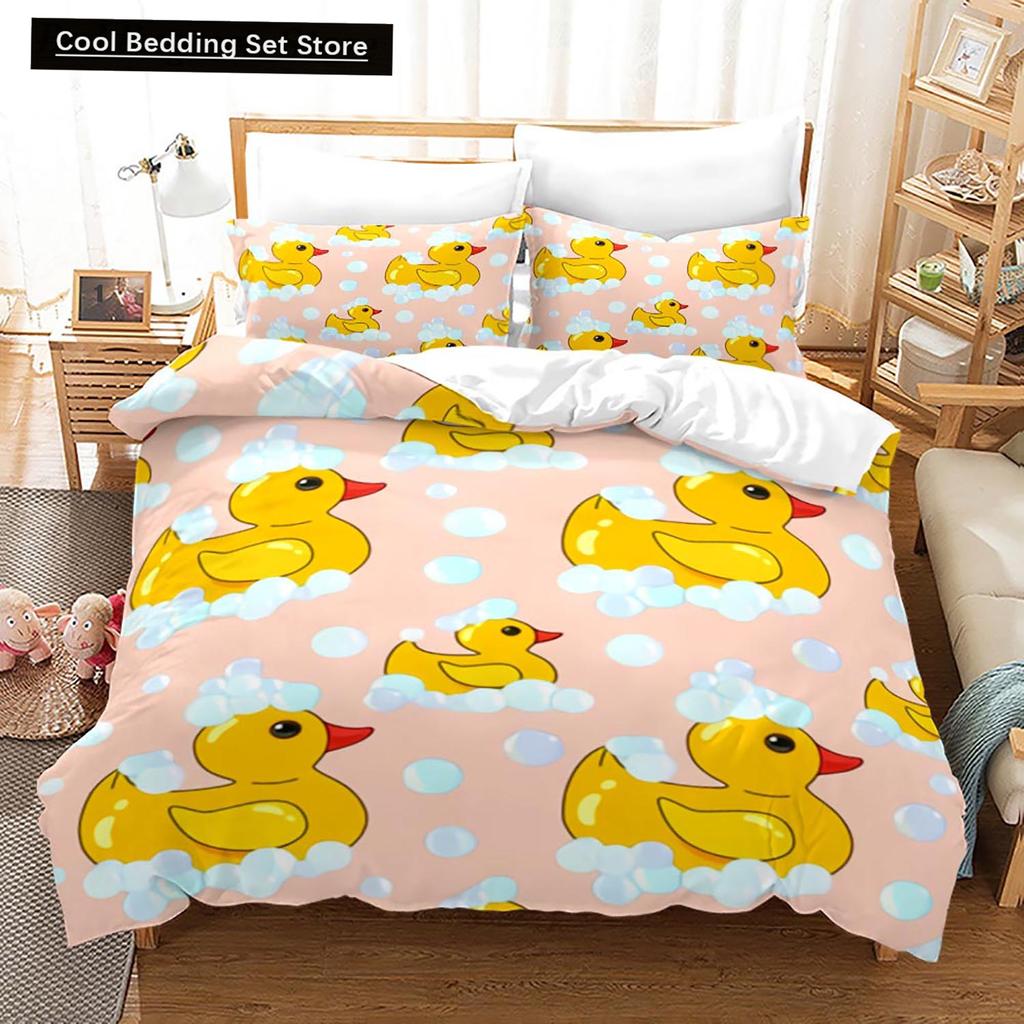 Yellow Duck Bedding Set Single Twin Full Queen King Size Little Duck Bed Set Aldult Kid Bedroom Duvetcover Sets 3D Print 015