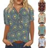 Женская мода с принтом и пуговицами нагрудный карман с короткими рукавами Рубашка Блузка