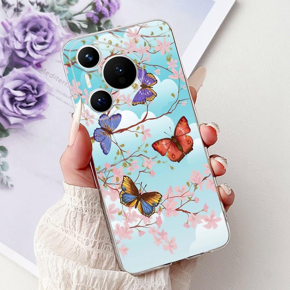Чехол для Huawei Pura 70 Pro Plus, цветной чехол с рисунком цветов, мягкий тонкий чехол для телефона для Huawei Pura 70 Ultra Pura70 Pro 5G