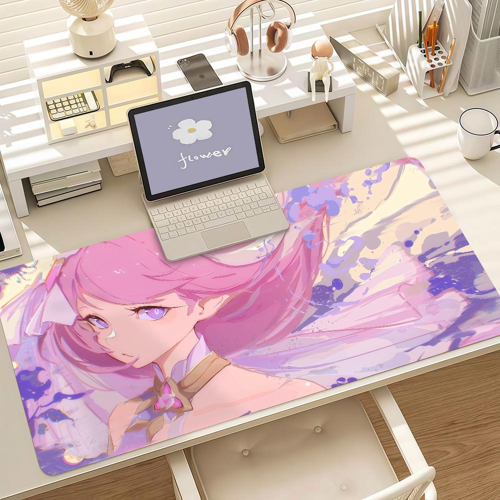 Game Genshin Impact Elysia Mouse Pad Anti Slip Rubber Edge Locked Thickened Laptop Gaming Desk Mat