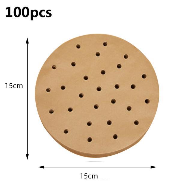 100 шт./пакет, вкладыши для пароварки, перфорированная бумага из древесной массы премиум-класса, антипригарный коврик для корзины для пропаривания, посуда для выпечки для кухни