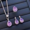 2025 Retro Ruby Jewelry Set 925 Sterling Silver Engagement Ring Earrings Necklace Women's Party Gift
